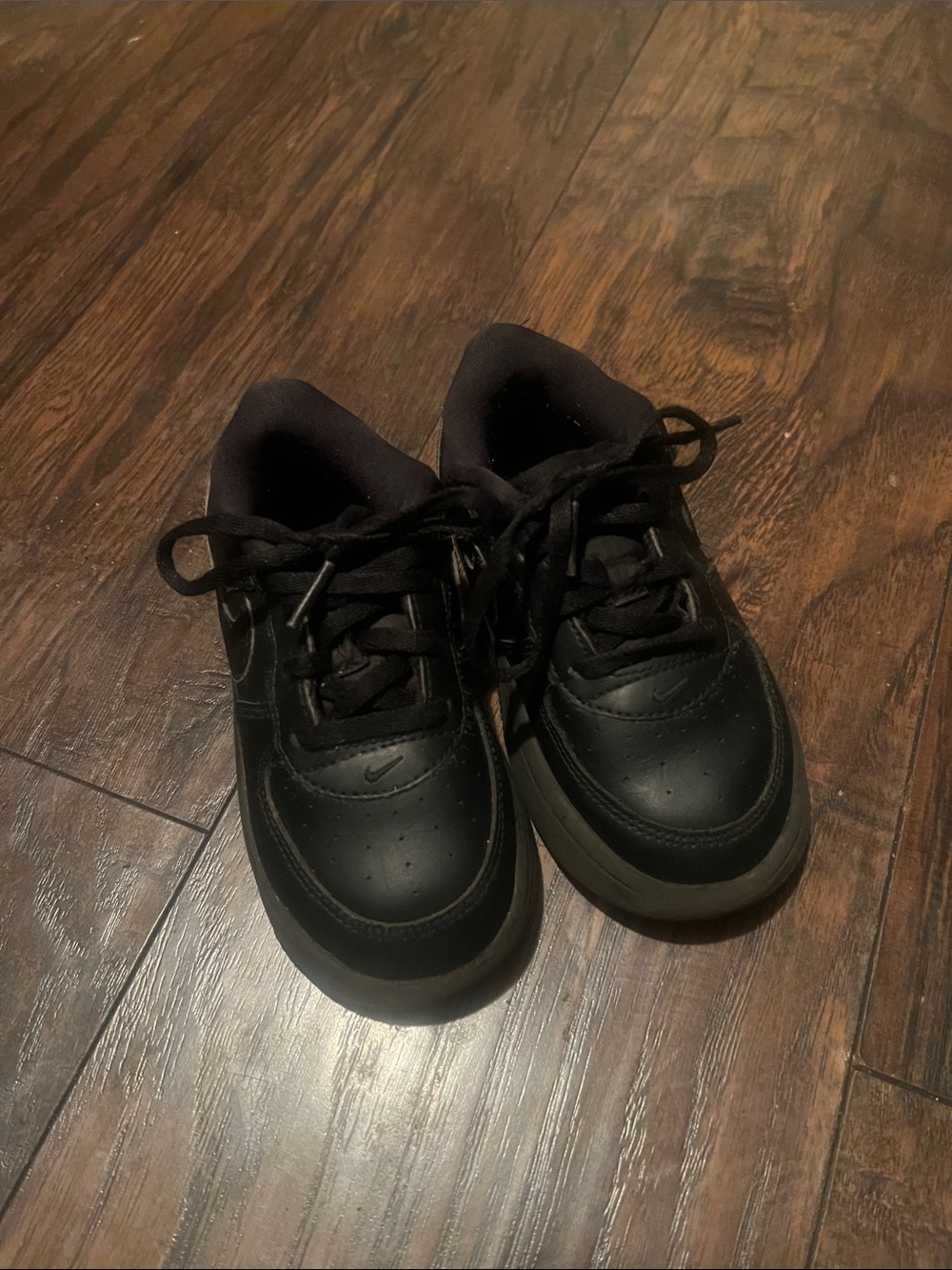 Nike Black Air Force Ones Toddler Kids Black Lace-Up Sneakers